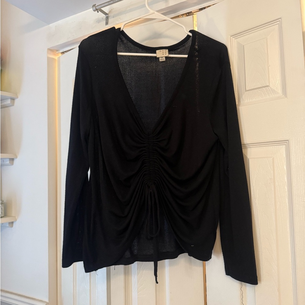 Target Long Sleeve Ruched Black Shirt Medium